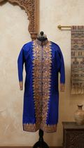 Indigo Raw Silk Aari Embroidery Jacket