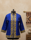 Blue Raw Silk Aari Embroidered Jacket