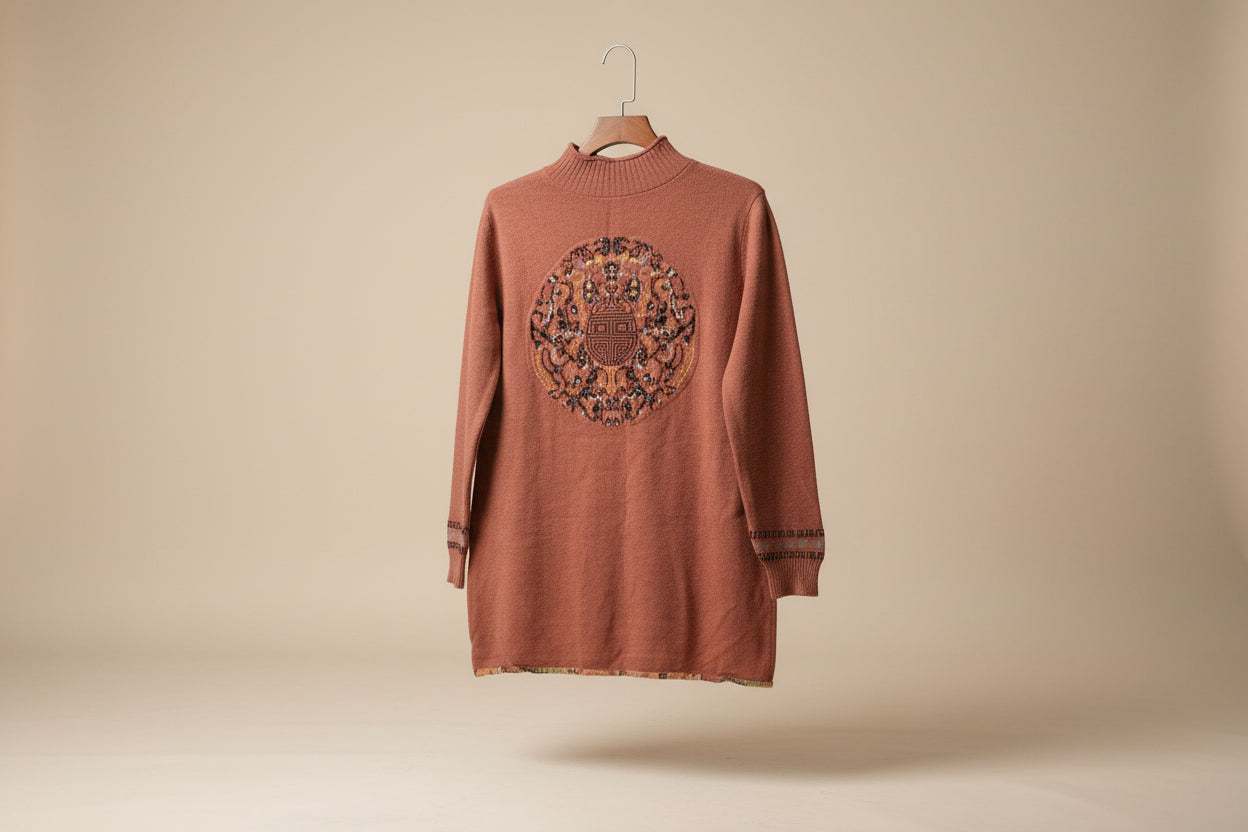 Peru Brown Gem Detail Sweater