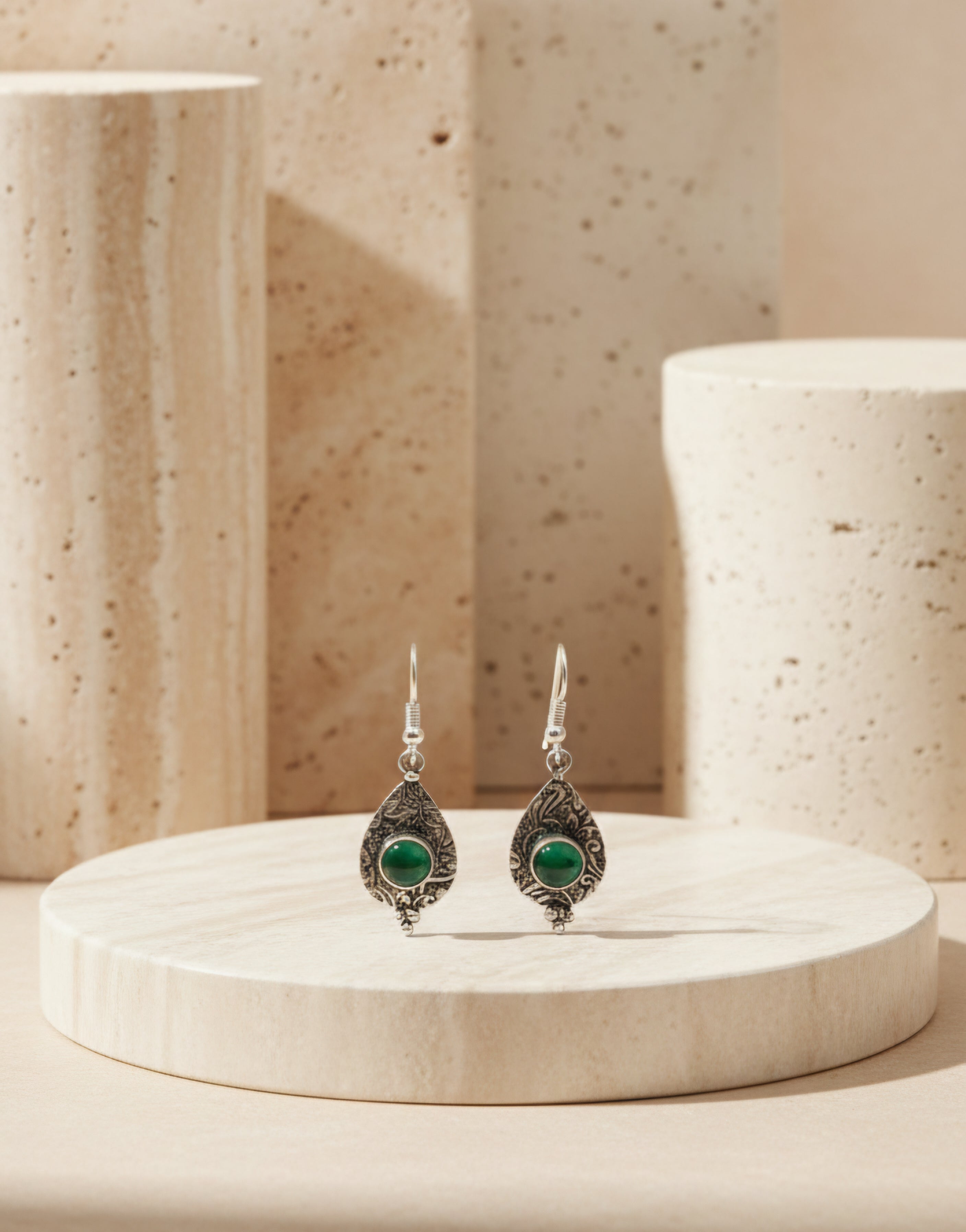 Aven Green Gemstone Hoop Earring