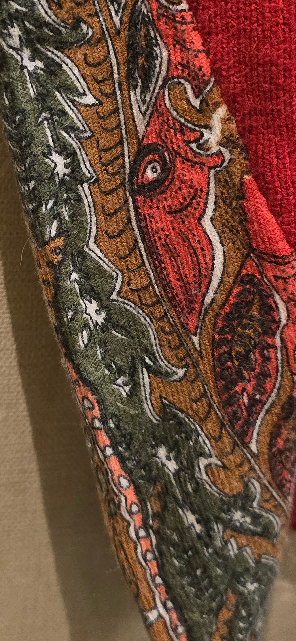 Paisley Red Sweater With Silk Sleeve Detailing