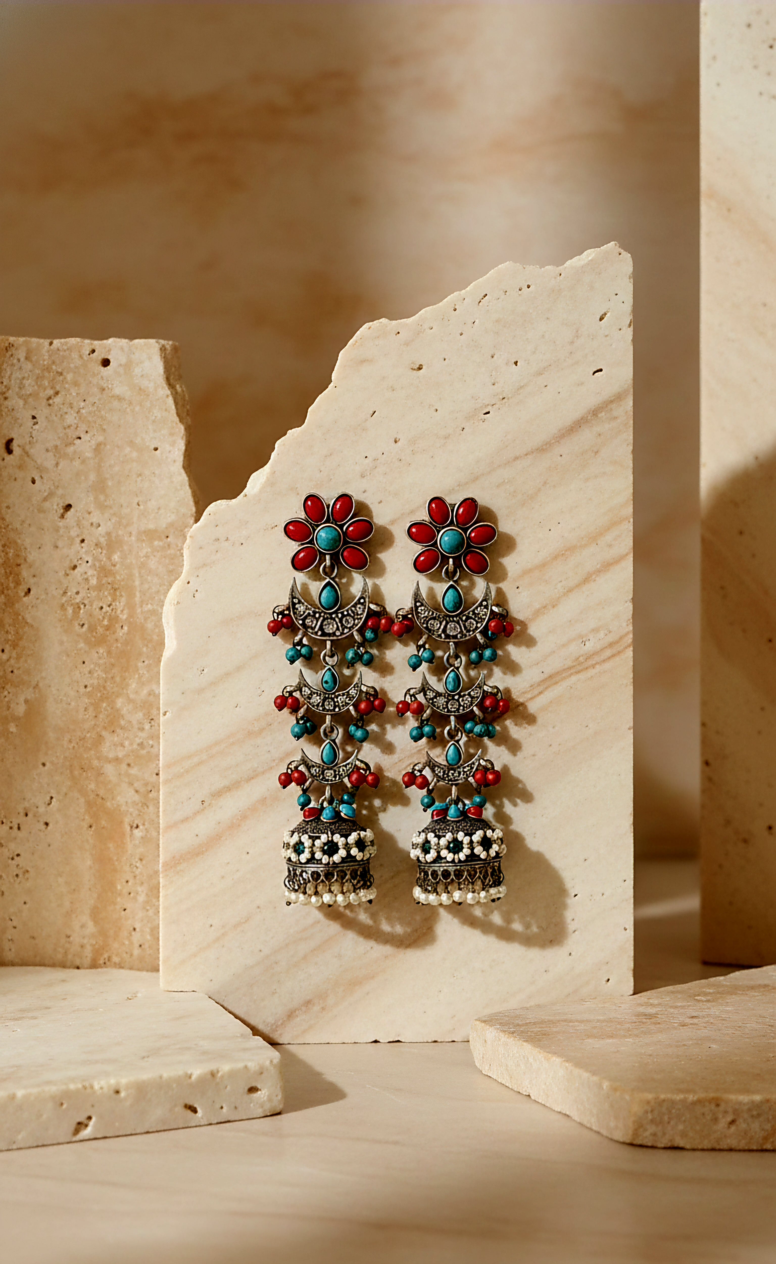 Arloe Floral Delight Statement Earrings With Intricate Pearl Work