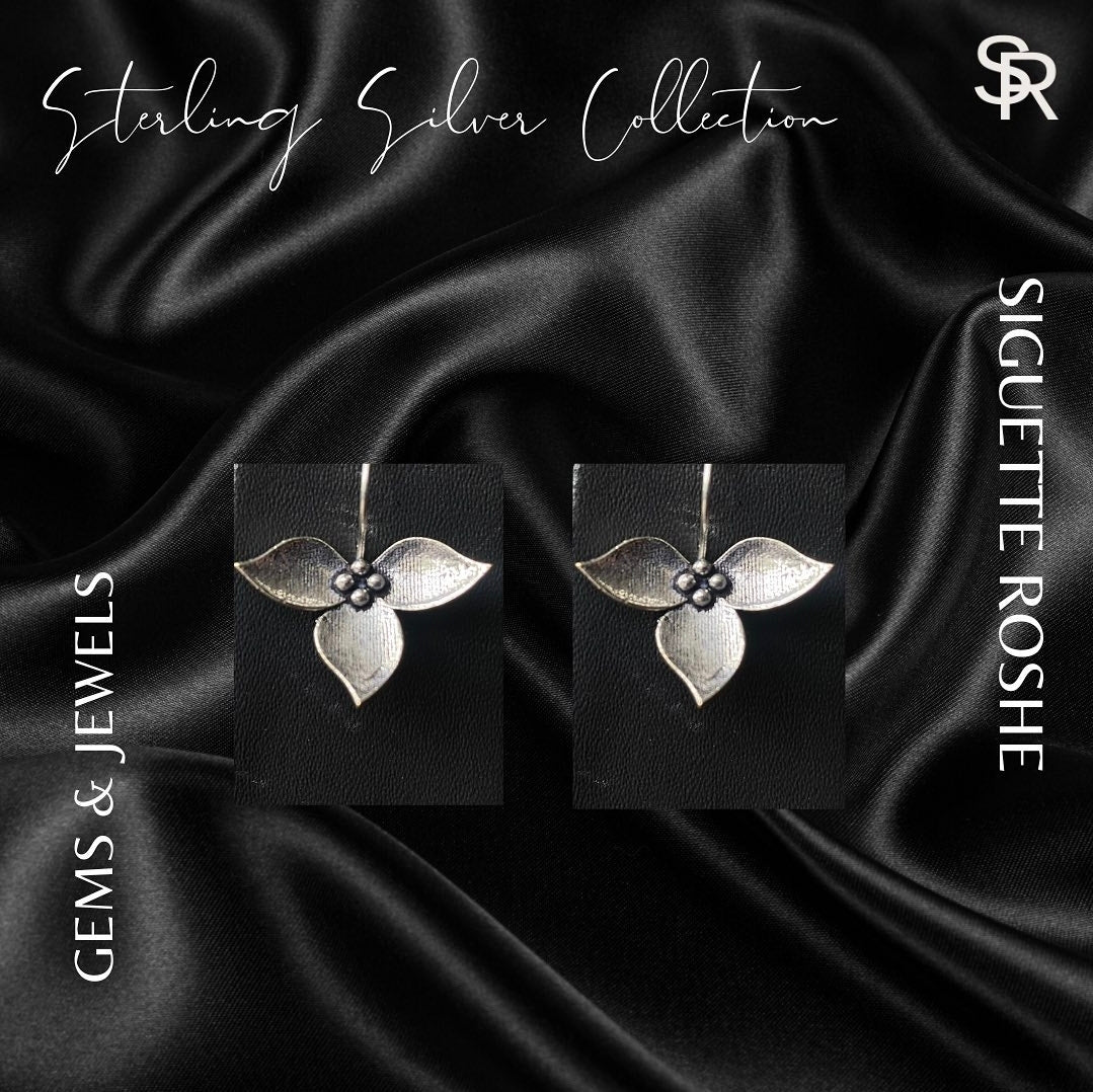 Leaf Hoop Earrings | Oxidised Jewels