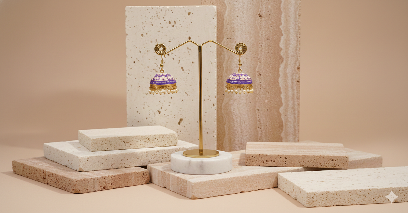 Lilac Dream Classic Enamel Painted Jhumka