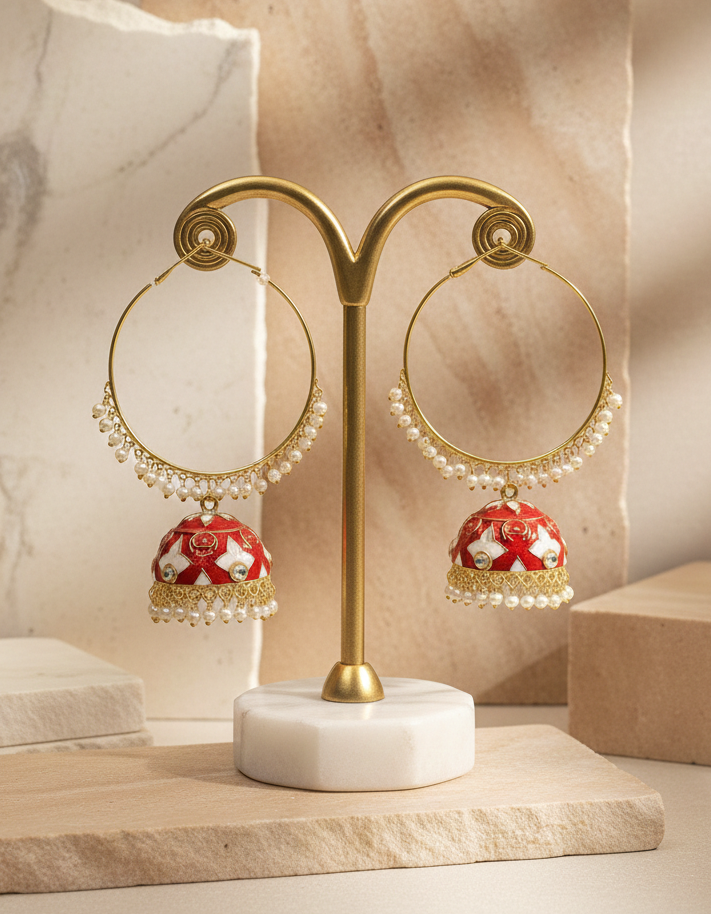 Gayatri Classic Hoop Jhumkas With Pearls
