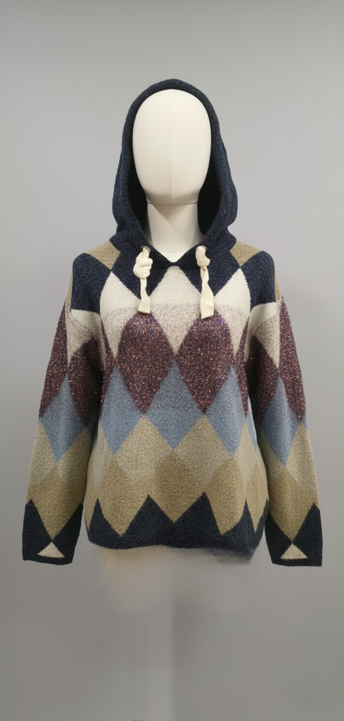 Classic Chequered Hoodie With Shimmer Detail