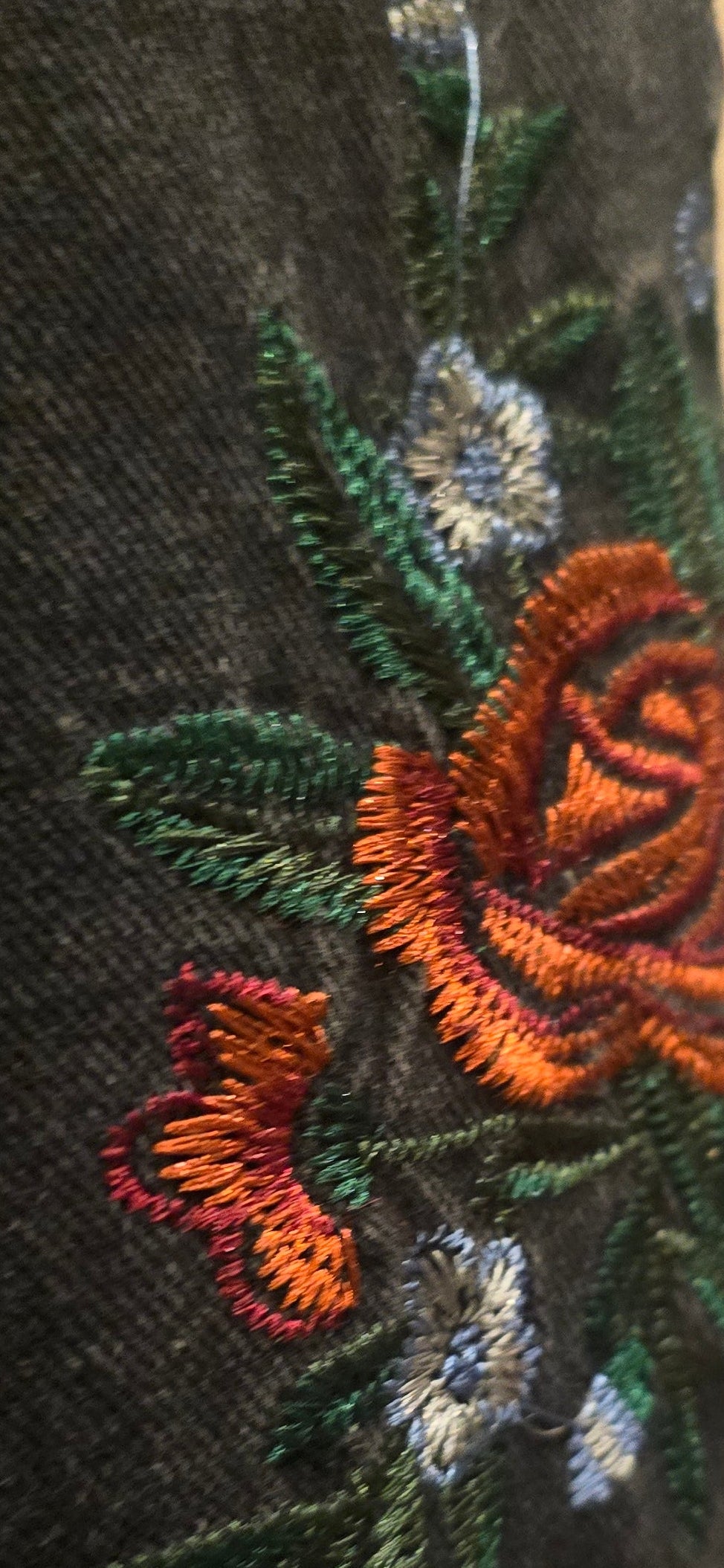 Halsey Denim Black Jacket With Embroidered Roses