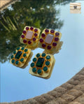 Dinara Statement Gemstone Gold Drop Earrings