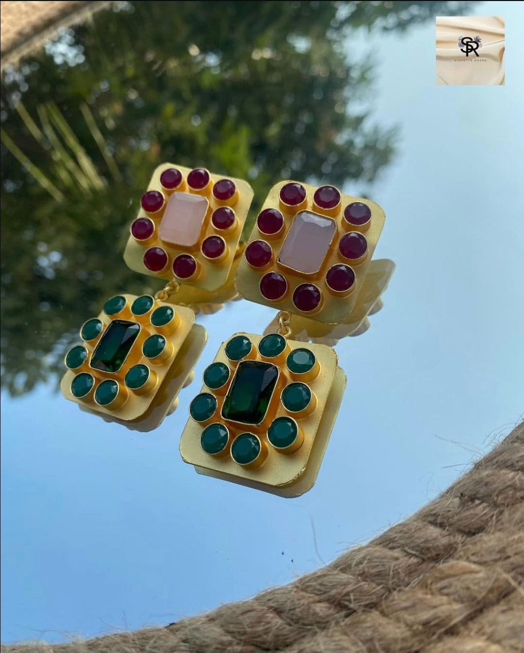Dinara Statement Gemstone Gold Drop Earrings
