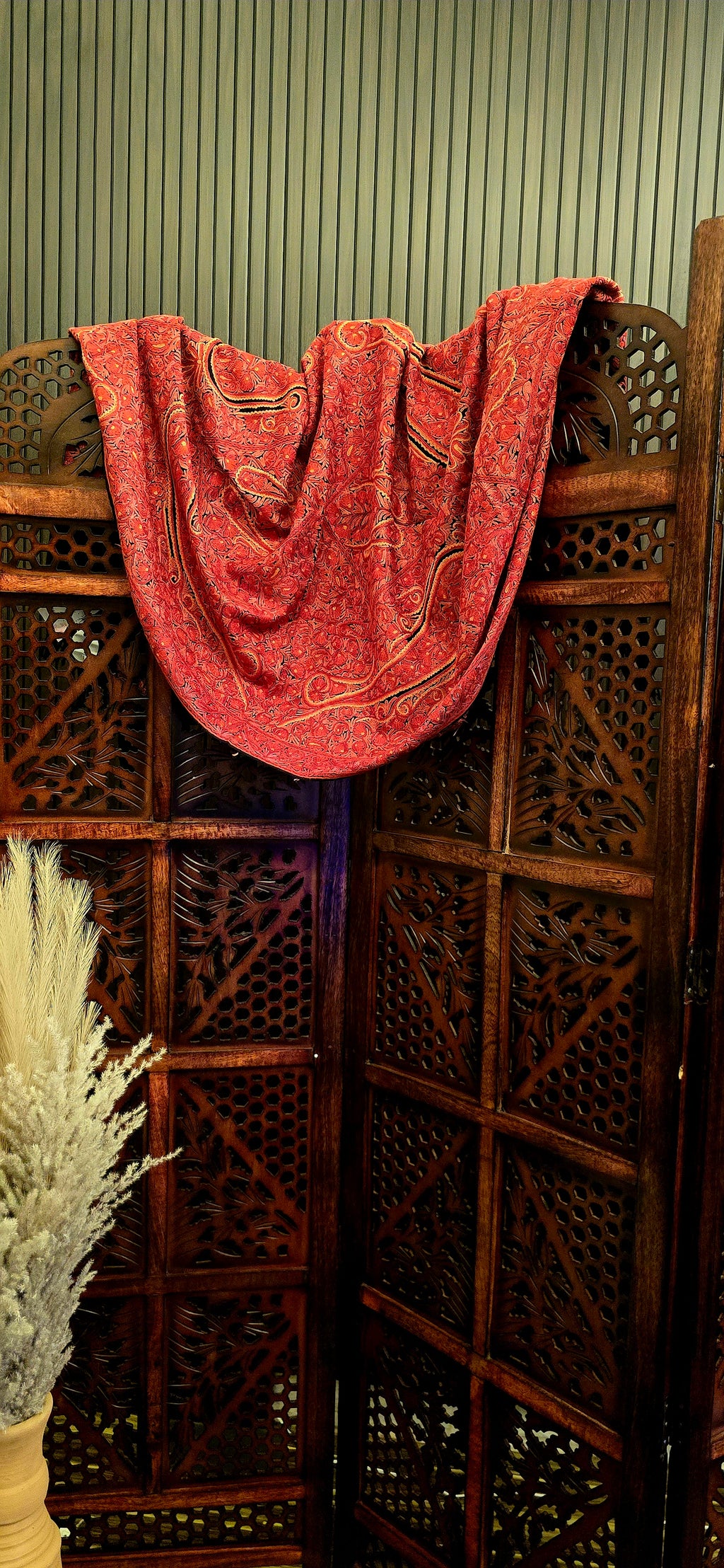 Crimson Red Pure Cashmere Wool Shawl