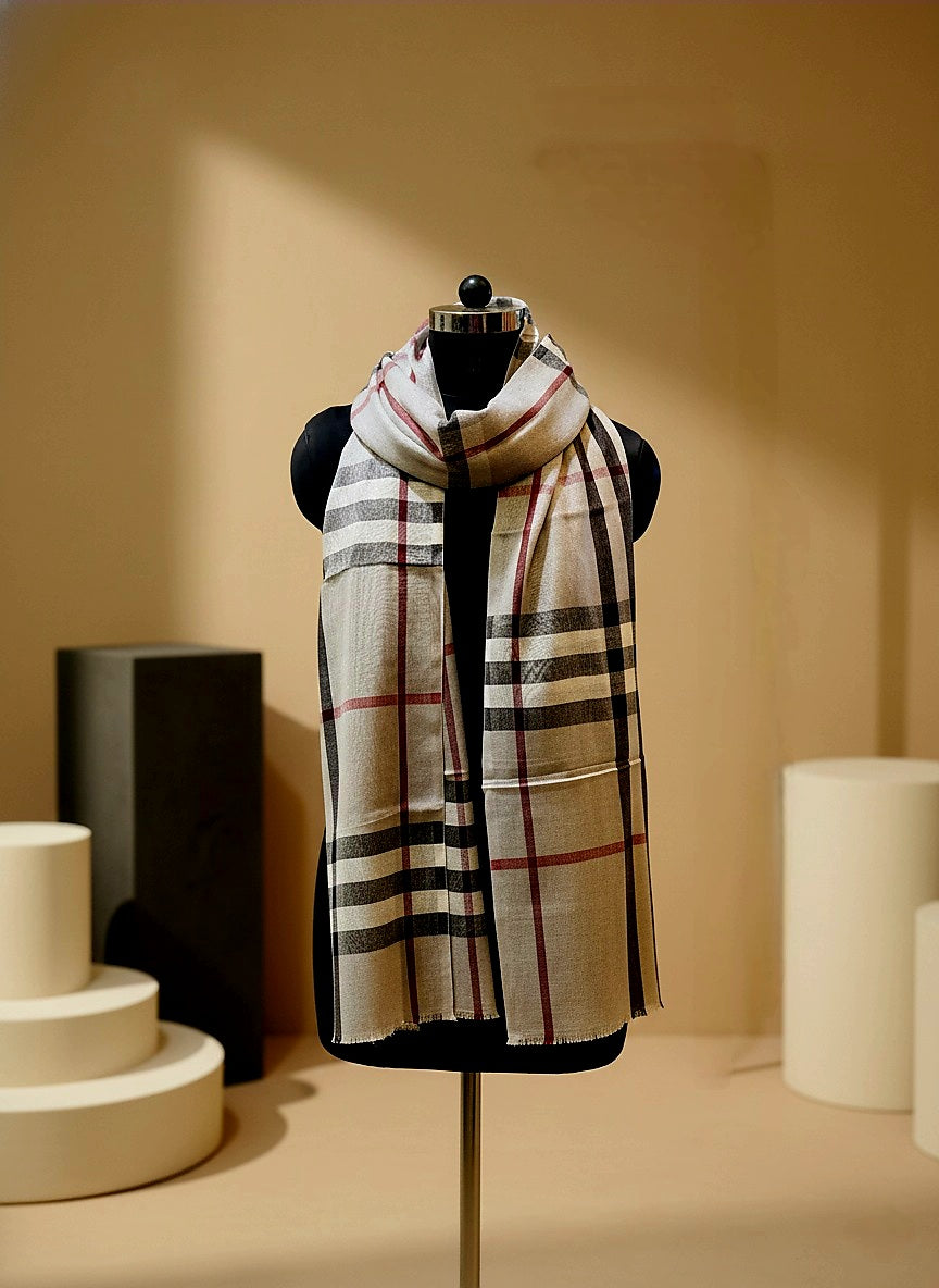 London Beige Chequered Stole