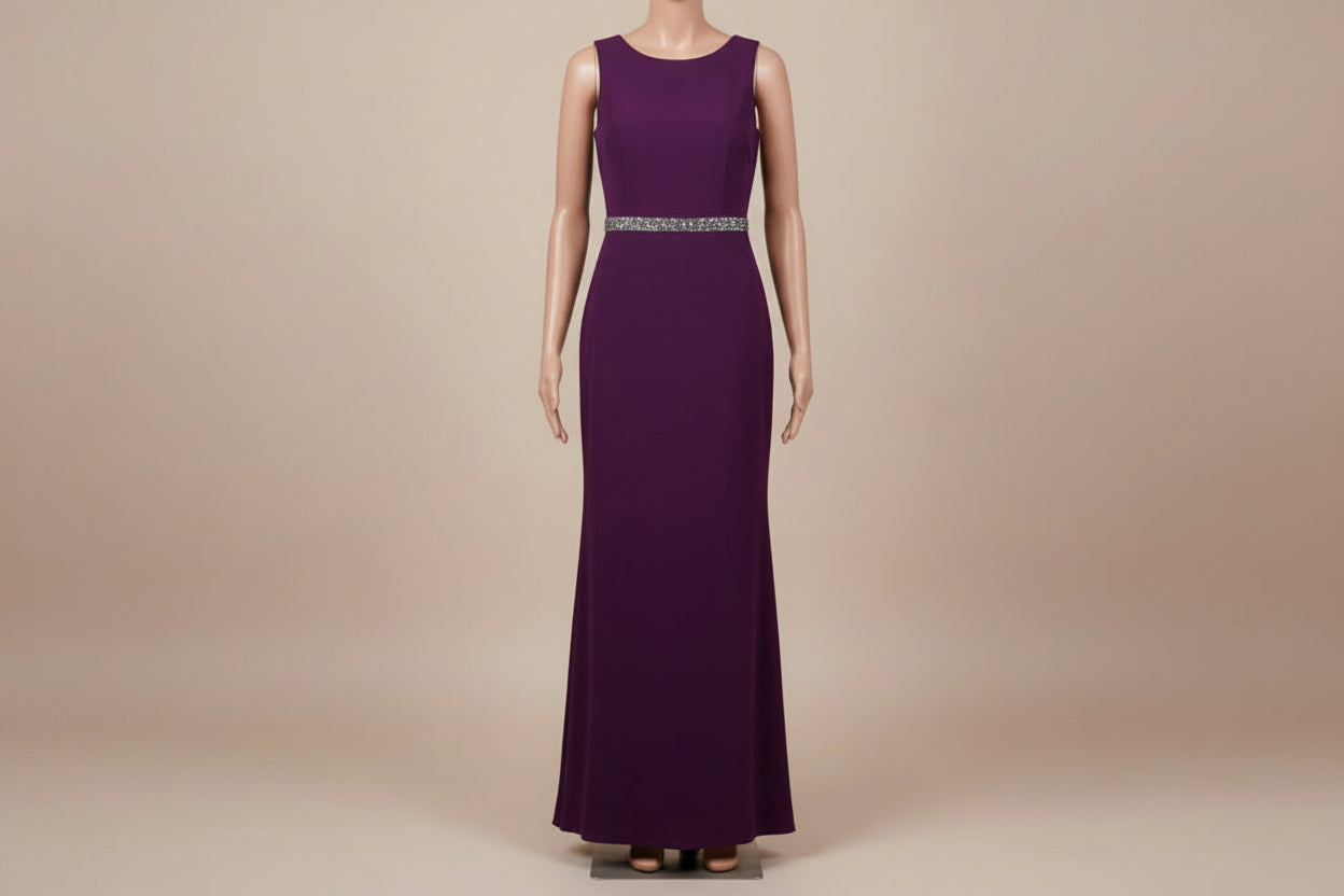 Allura Purple Structured Cocktail Dress With Embellished Belt