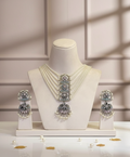 Rahasya Pearl Work Rani Haar Necklace With Matching Earrings