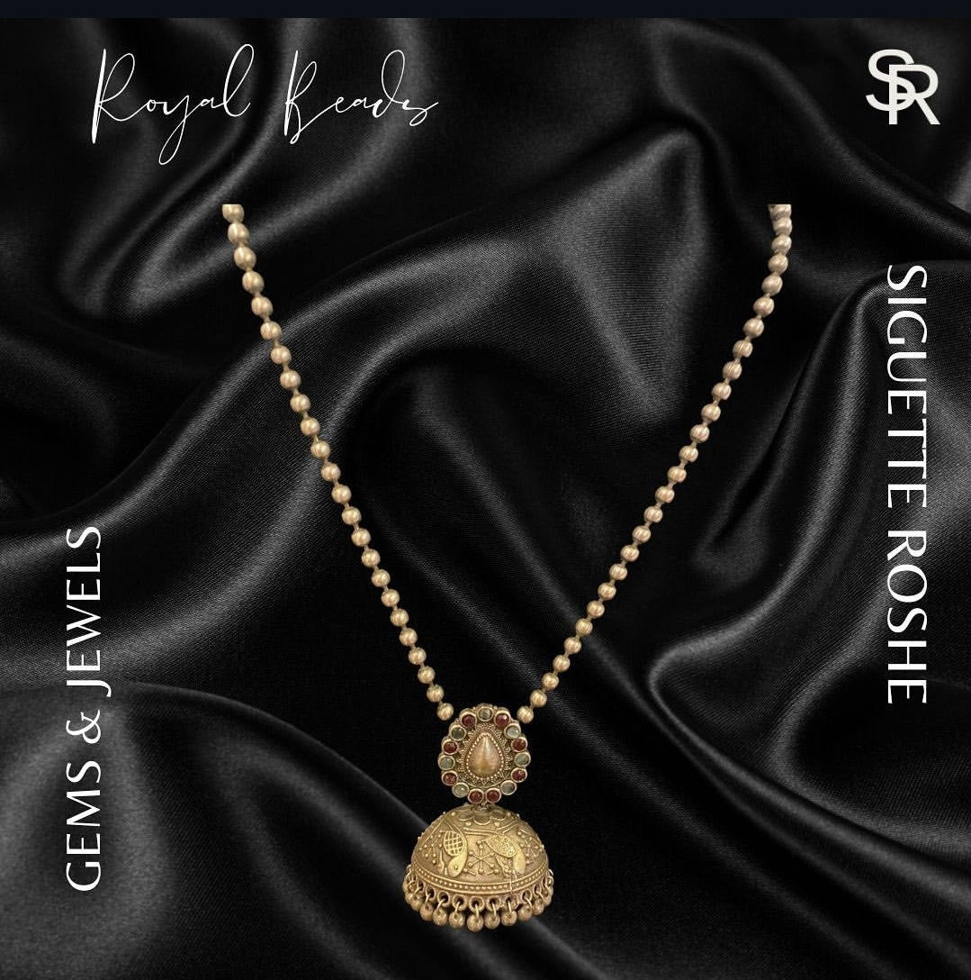 Gharana Classic Royal Beads Oxidised Pearl Neckpiece