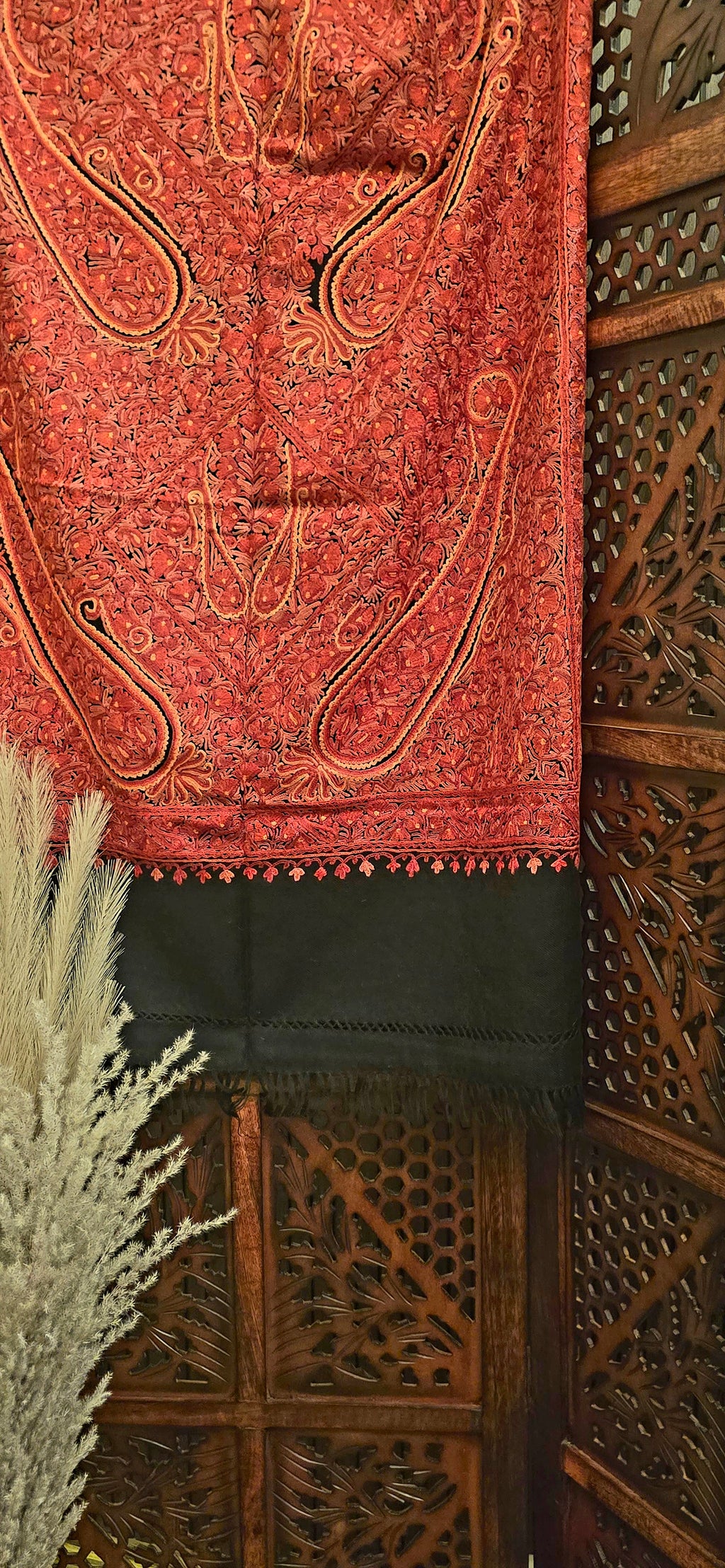 Crimson Red Pure Cashmere Wool Shawl