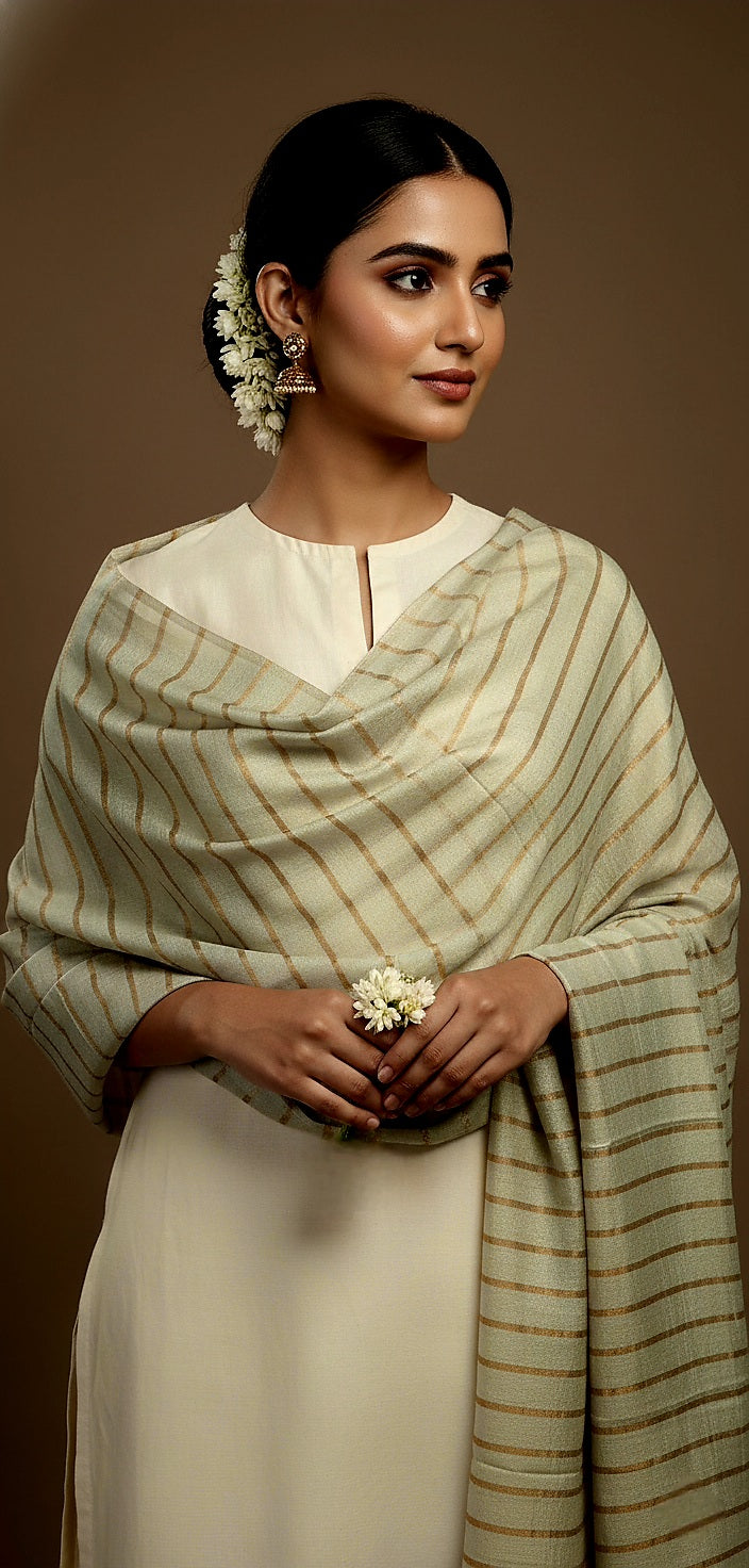 Barf Pure Cashmere Wool Shawl with Zari