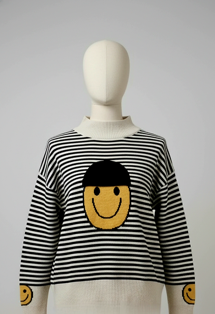 Comfort Club Smiley Striped Sweatshirt
