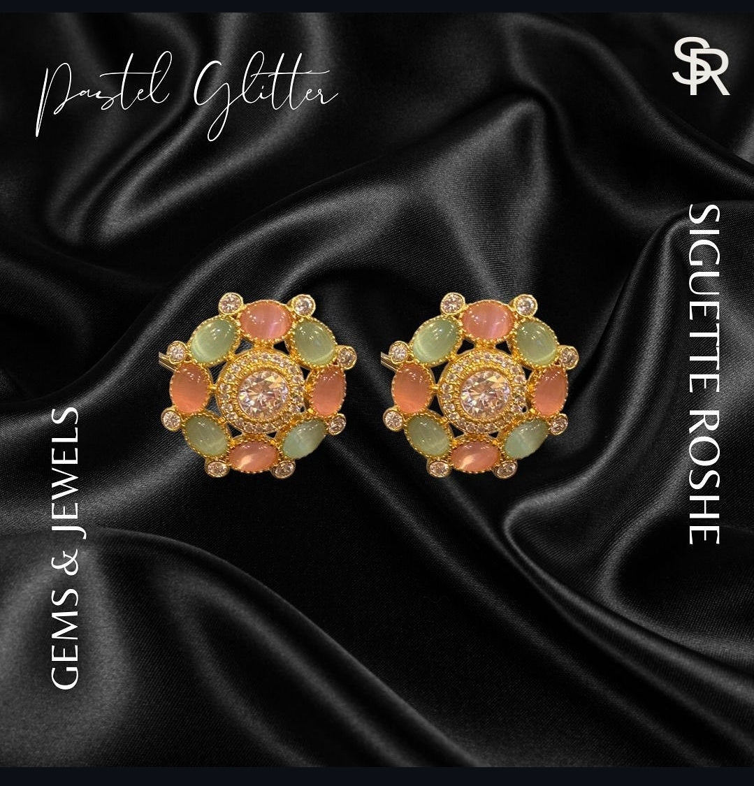 Pastel Glitter Classy Gemstone Studs