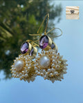 Sree Gemstone Jhumkas With Pearls