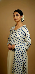 Blue Polka Dot Cashmere Matte Stole