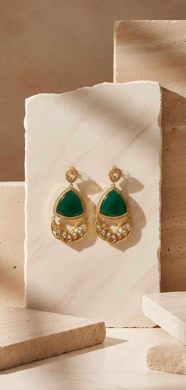 Karina Statement Gemstone Kundan Earrings