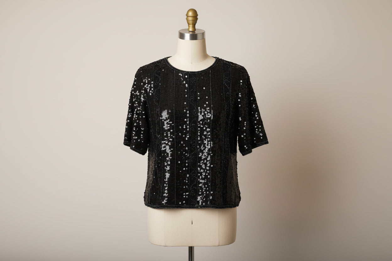 Elinor Striped Sequinned Top