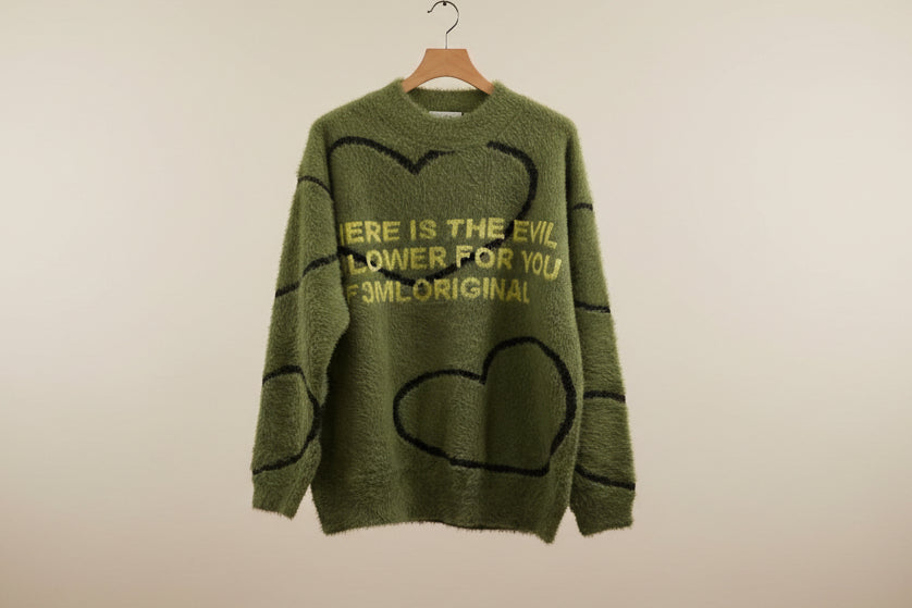 BRAT Green Fuzzy Sweater