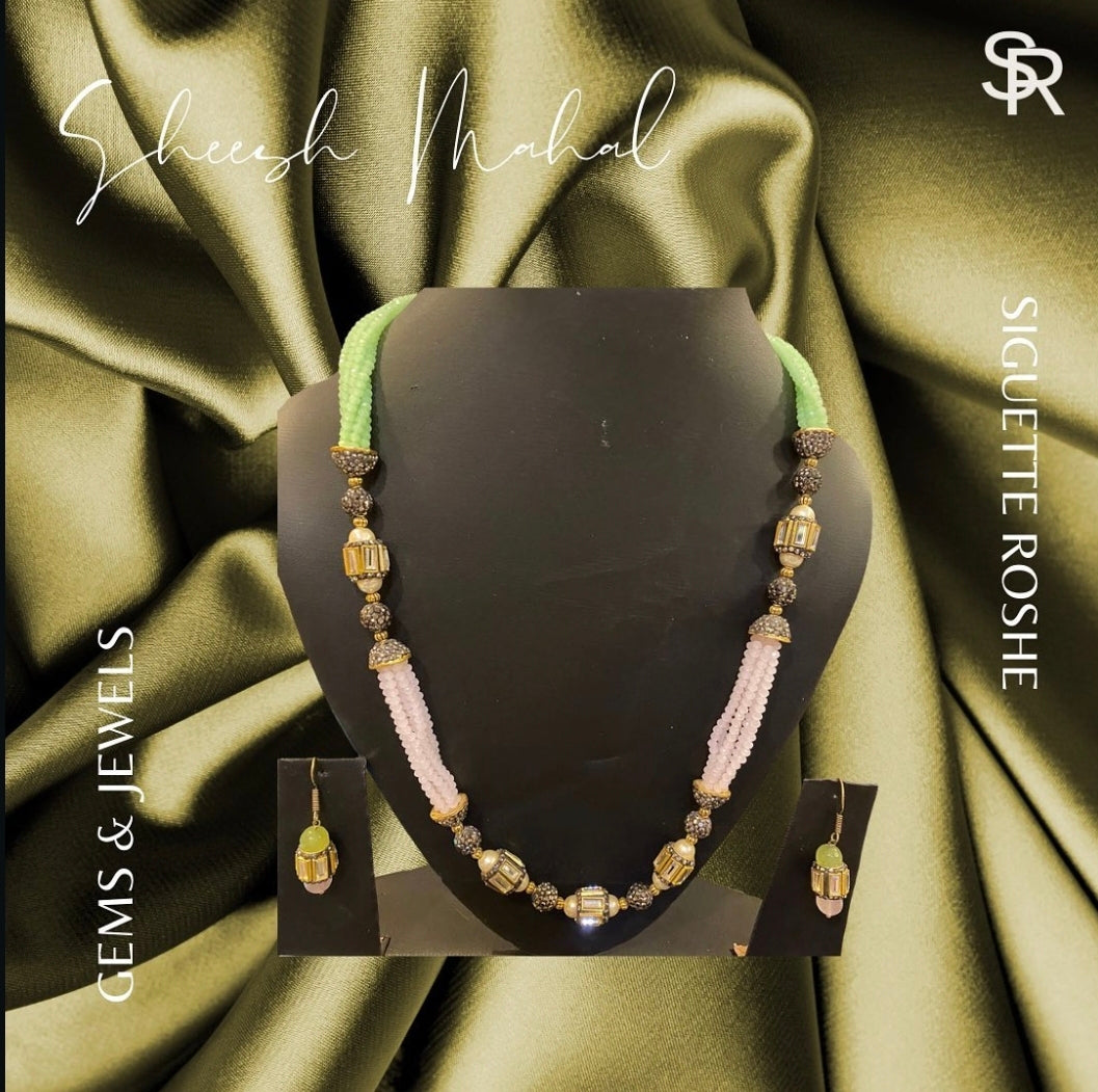 Sheesh Mahal Neckpiece With Matching Earrings