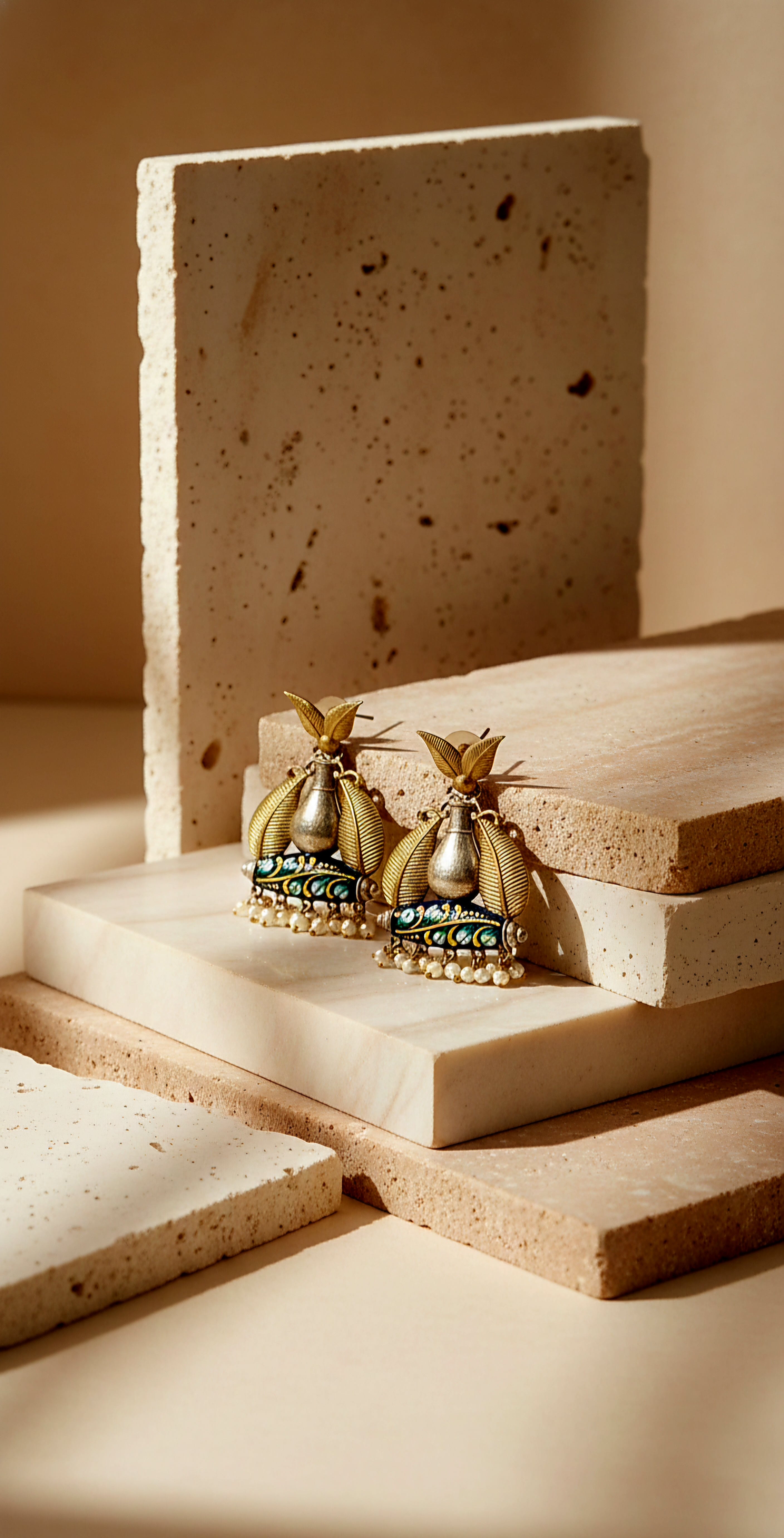Vaira Statement Earrings With Enamel Work