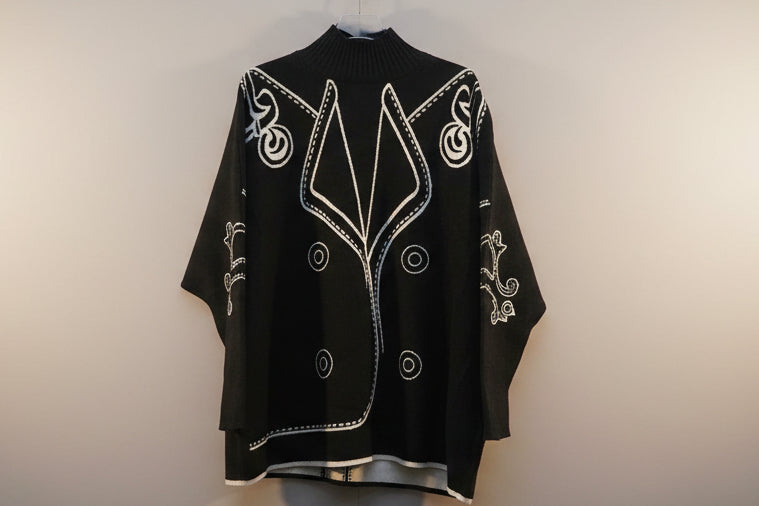 Black Trompe-l’Œil Illustrated Print Sweater