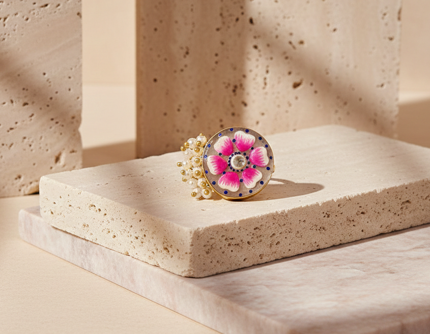 Devi Meenakari Enamel Work Ring