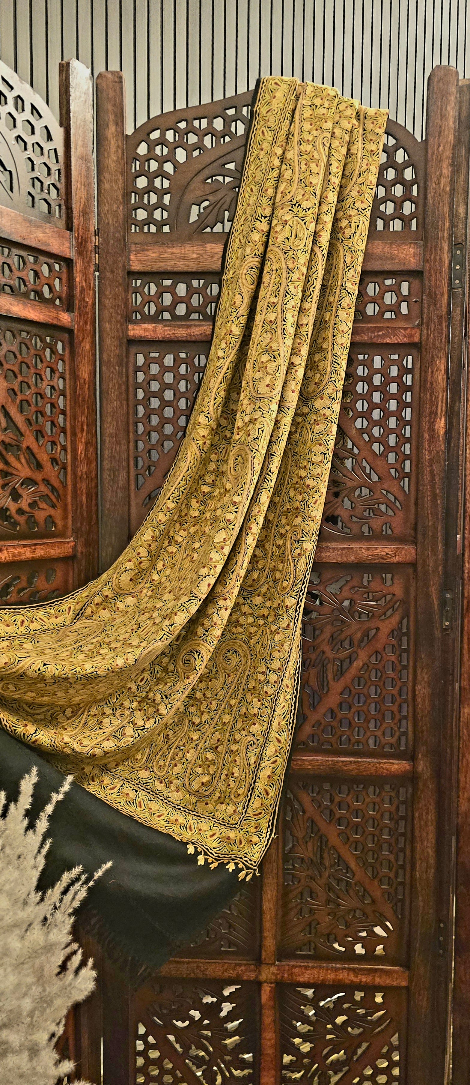 Golden Dazzle Pure Cashmere Wool Shawl
