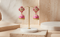Laila Pink Kundan Jhumkas