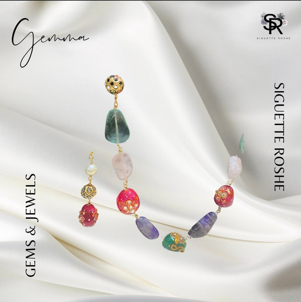 Gemma MultiGemstone Necklace With Matching Earrings