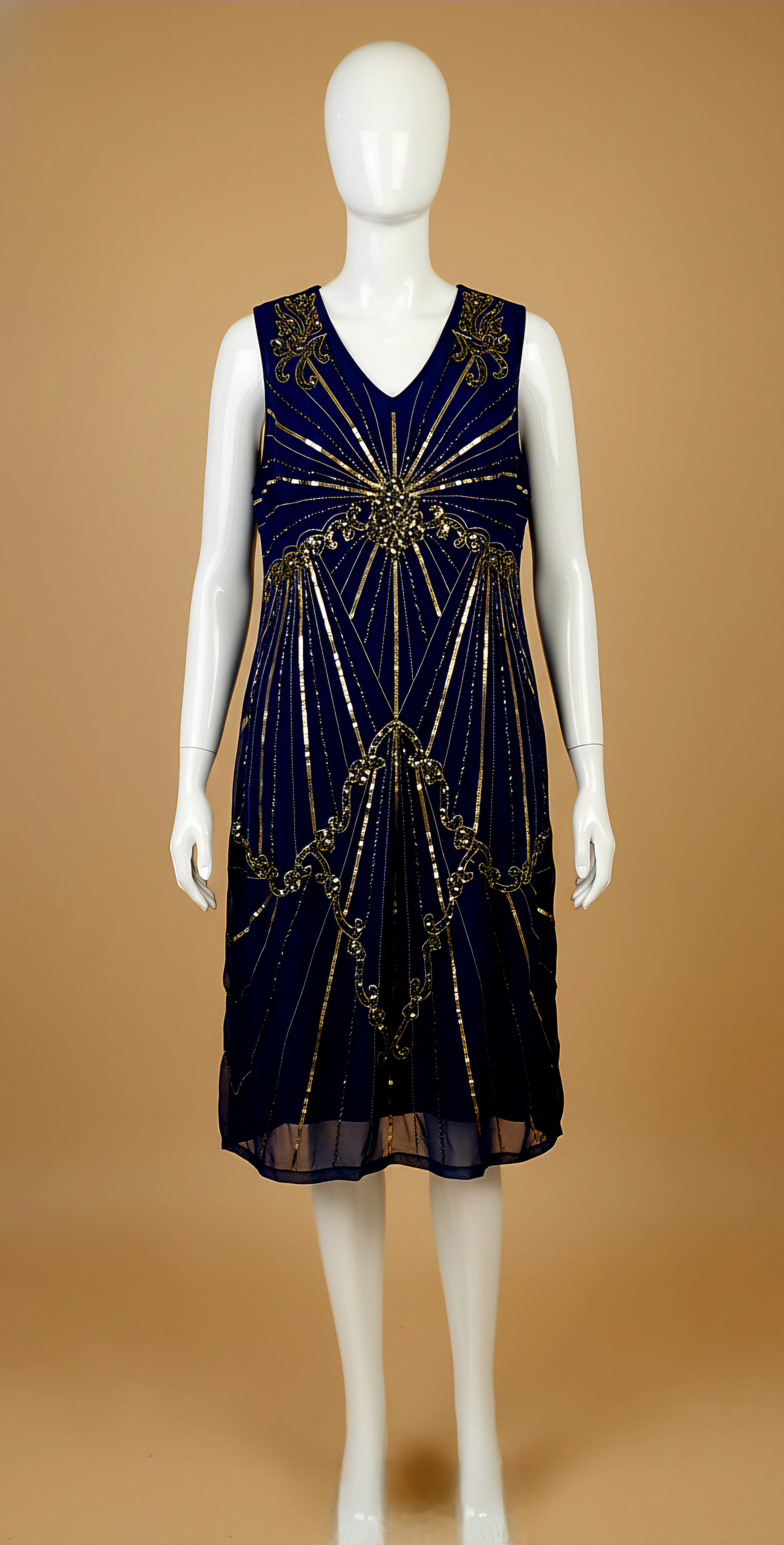Marilyn Intricate Sequin and Bead Detail Cocktail Dress in Amber Blue