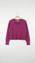 Plum Sweater With Beads (L)