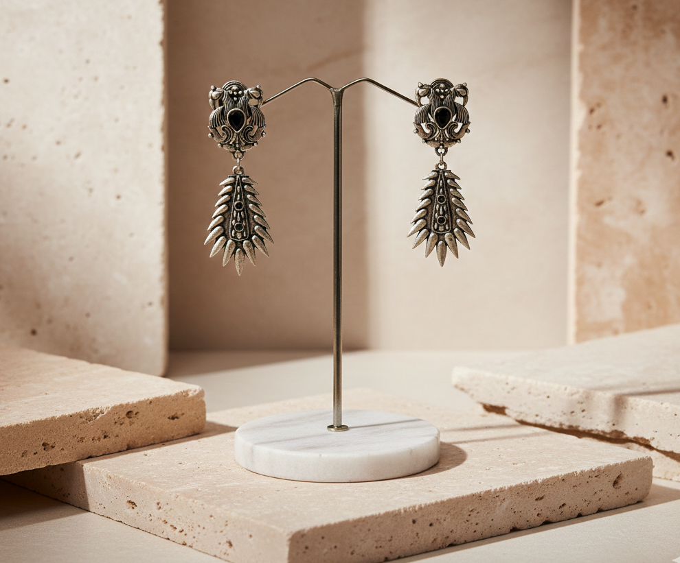 Ganga Oxidised Drop down Earrings