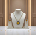 Soreh Statement Gemstone Necklace With Beaded Mala and Matching Studs