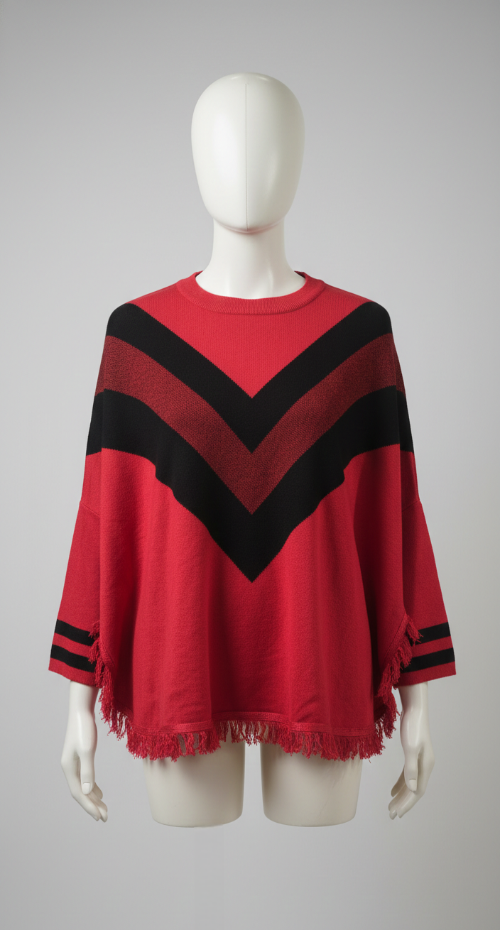 Red Structured Poncho