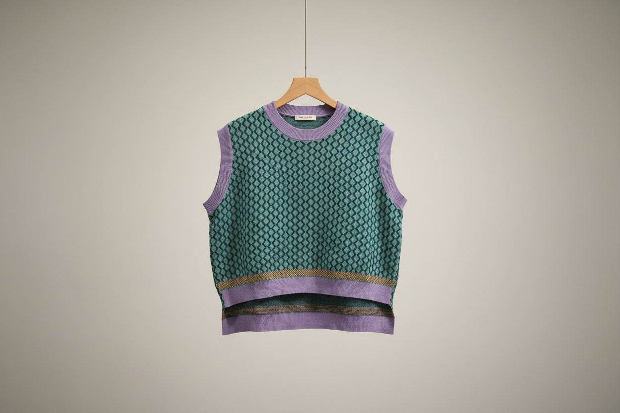 Two-Tone Cropped Wool Vest