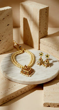 Saba Regal Pearl Necklace With Matching Earrings in Jadau Setting