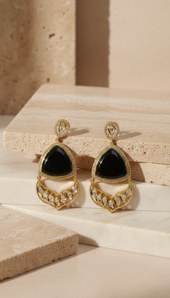 Karina Statement Gemstone Kundan Earrings
