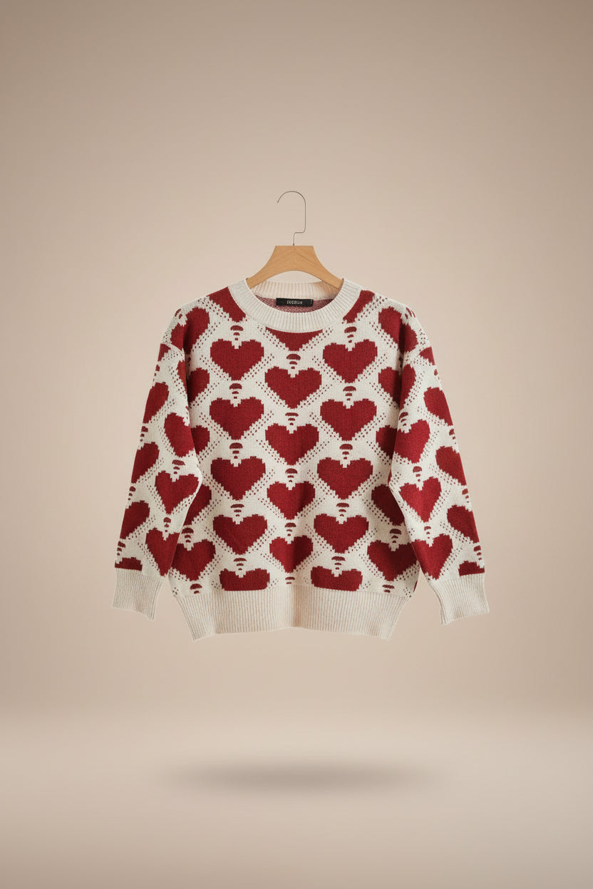 Y2K All Heart Crewneck Red Sweater