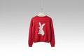 Red Bunny Knit Sweater with Pompom