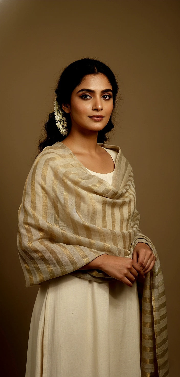 Sona Pure Cashmere Wool Shawl With Zari