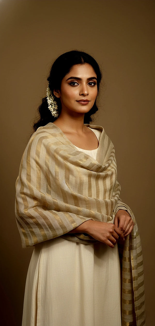 Sona Pure Cashmere Wool Shawl With Zari