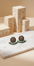 Devi Detailed Enamel Work Earrings With Pearls