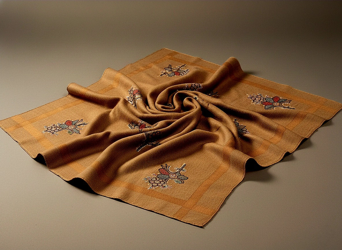 Tajdaar Persimon Pashmina With Intricate Hand Embroidered Sozni Work Handspun and Handwoven