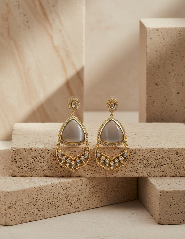 Karina Statement Gemstone Kundan Earrings