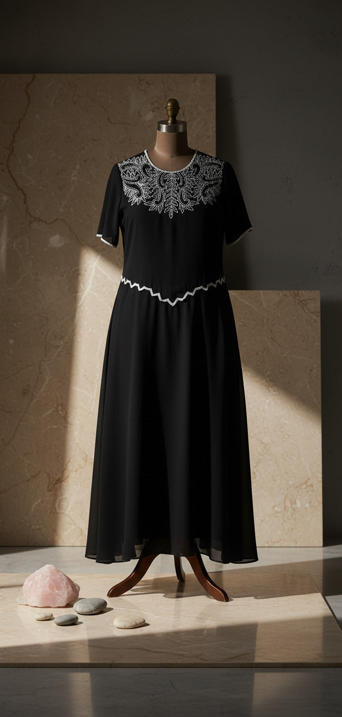 Catherine Structured Dress With Intricate Beading Work